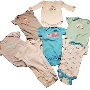 3/6m Blues Bodysuit Set 7 piece, Baby Girls Bodysuit Set